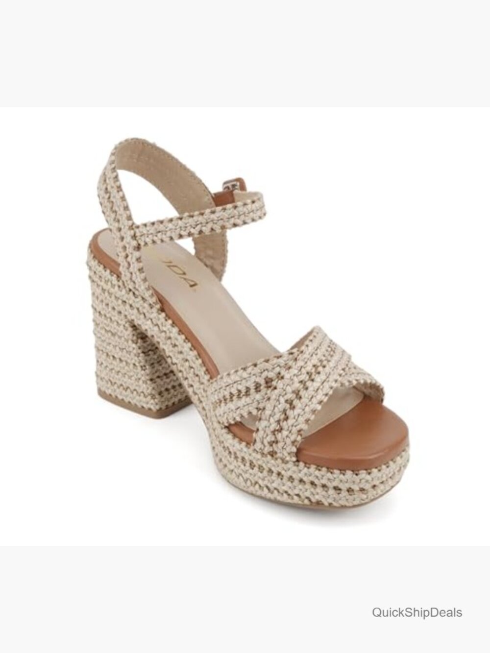 Square Open Toe Crisscross Band Ankle Strap High Heel Platform Sandal - Picture 4 of 5